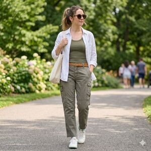 Eddie Bauer women sage Green Cotton Cargo Pants Size14 Utility Workwear Casual